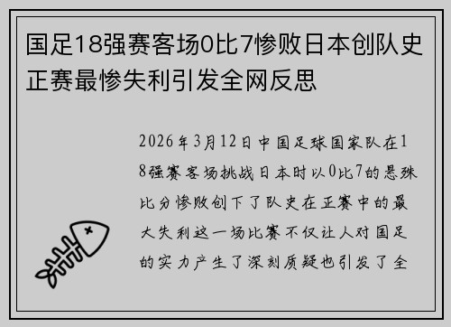 国足18强赛客场0比7惨败日本创队史正赛最惨失利引发全网反思
